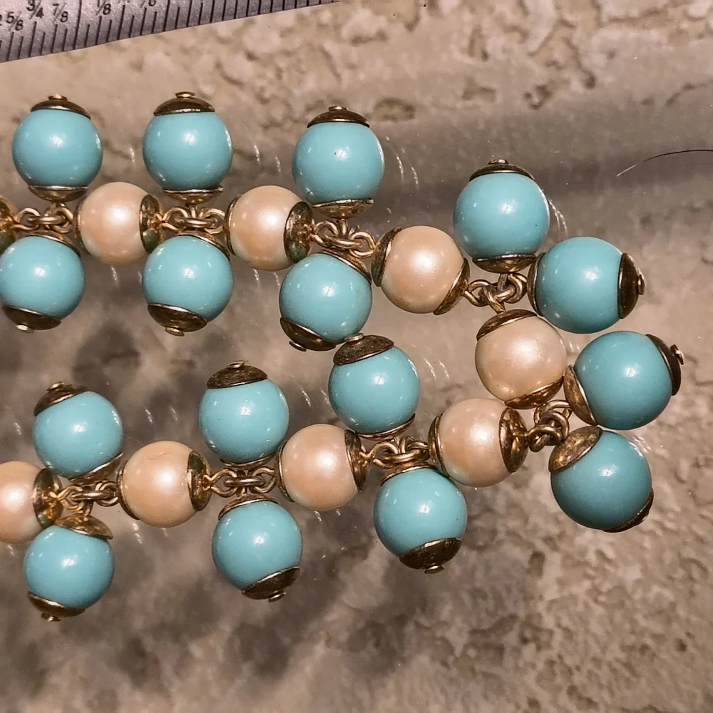J Crew Faux Turquoise & Pearl Bib Necklace Gold-tone Chain